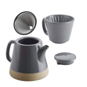 Rachael Ray Ceramic Pour-Over Coffee Set, 5-Cup, Gray - 1x Used